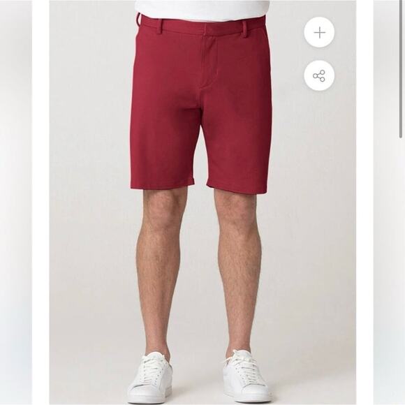 Swet Tailor Shorts Size 38 The Everyday Chino Jersey Red Wine Pockets NEW - Picture 1 of 14